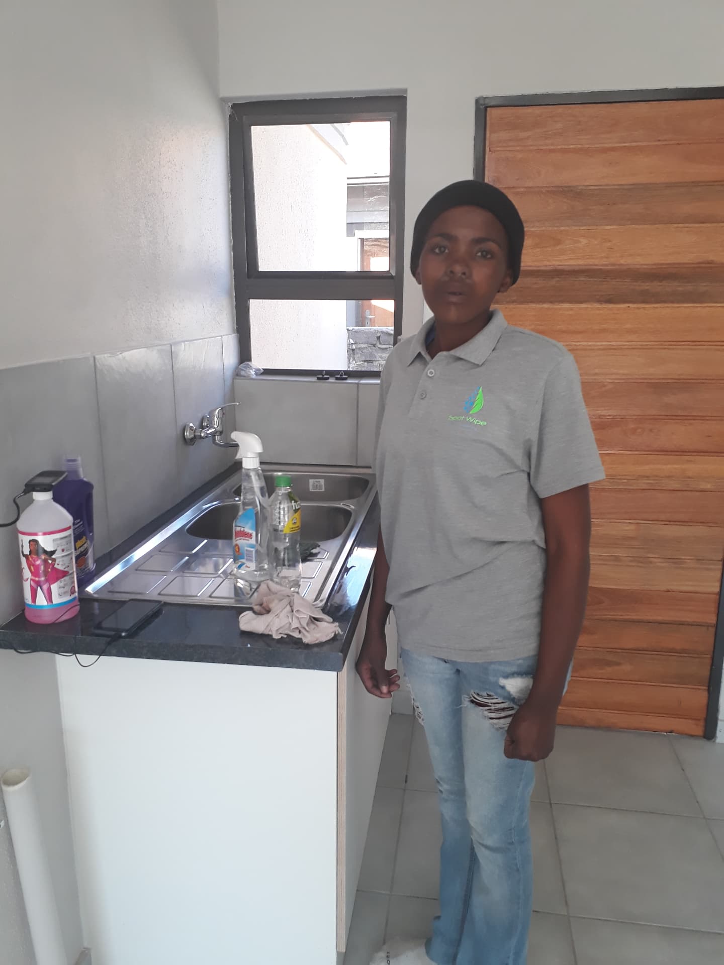 Day one — first branded SpotWipe shirt on site
